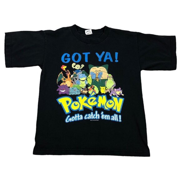 Vintage 1999 Nintendo Pokémon Logo Black Shirt Youth Size XL - Picture 1 of 6